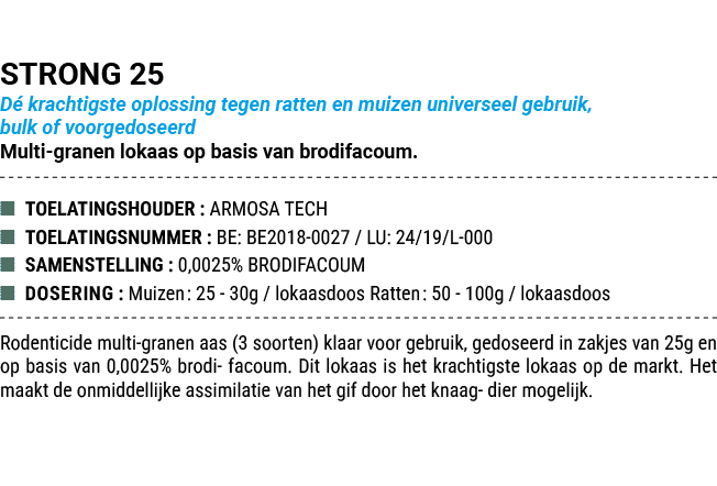 STRONG 25 D krachtigste oplossing tegen ratten en muizen universeel gebruik, bulk of voorgedoseerd Multi granen loka...