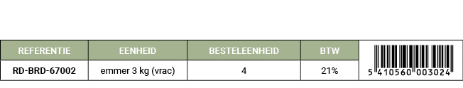 REFERENTIE,EENHEID,BESTELEENHEID,BTW,￼,RD BRD 67002,emmer 3 kg (vrac),4,21%