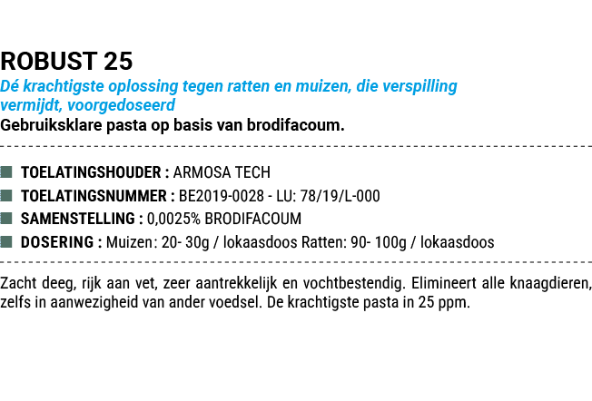 ROBUST 25 D krachtigste oplossing tegen ratten en muizen, die verspilling vermijdt, voorgedoseerd Gebruiksklare past...