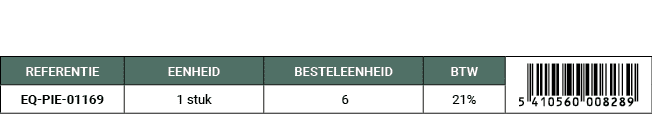 REFERENTIE,EENHEID,BESTELEENHEID,BTW,￼,EQ PIE 01169,1 stuk, 6,21%