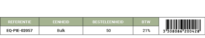 REFERENTIE,EENHEID,BESTELEENHEID,BTW,￼,EQ PIE 02057,Bulk, 50, 21%
