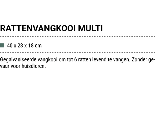 RATTENVANGKOOI MULTI ■ 40 x 23 x 18 cm Gegalvaniseerde vangkooi om tot 6 ratten levend te vangen. Zonder gevaar voor ...