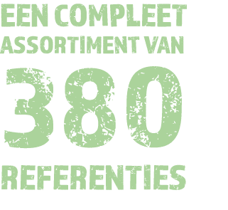 Een compleet assortiment van 380 referenties