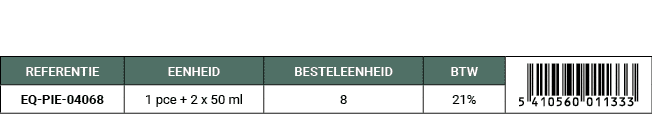 REFERENTIE,EENHEID,BESTELEENHEID,BTW,￼,EQ PIE 04068,1 pce + 2 x 50 ml,8,21%