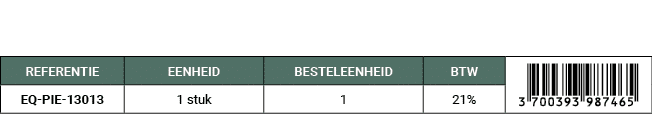 REFERENTIE,EENHEID,BESTELEENHEID,BTW,￼,EQ PIE 13013,1 stuk,1,21%