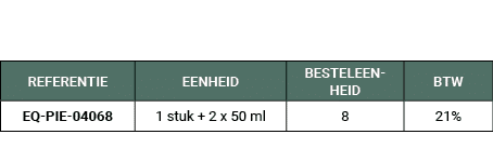 REFERENTIE,EENHEID,BESTELEENHEID,BTW,EQ PIE 04068,1 stuk + 2 x 50 ml,8,21%