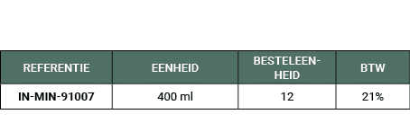 REFERENTIE,EENHEID,BESTELEENHEID,BTW,IN MIN 91007,400 ml,12,21%