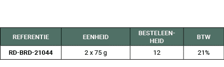 REFERENTIE,EENHEID,BESTELEENHEID,BTW,RD BRD 21044,2 x 75 g,12,21%