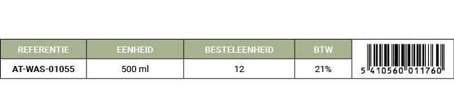 REFERENTIE,EENHEID,BESTELEENHEID,BTW,￼,AT WAS 01055,500 ml,12,21%