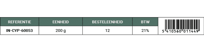 REFERENTIE,EENHEID,BESTELEENHEID,BTW,￼,IN CYP 60053,200 g,12,21%