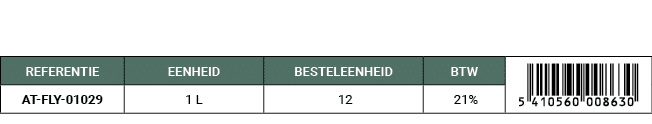 REFERENTIE,EENHEID,BESTELEENHEID,BTW,￼,AT FLY 01029,1 L, 12, 21%