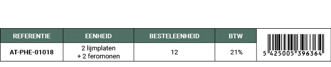 REFERENTIE,EENHEID,BESTELEENHEID,BTW,￼,AT PHE 01018,2 lijmplaten + 2 feromonen,12, 21%