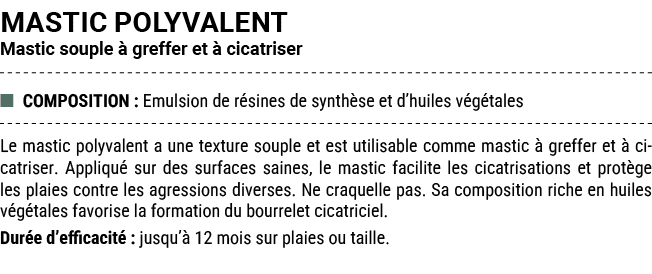 MASTIC POLYVALENT Mastic souple  greffer et   cicatriser ■ COMPOSITION : Emulsion de r sines de synth se et d’huiles...
