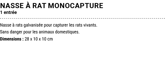 NASSE  RAT MONOCAPTURE 1 entr e Nasse   rats galvanis e pour capturer les rats vivants. Sans danger pour les animaux...