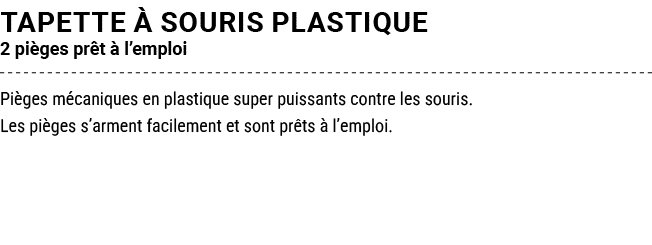 TAPETTE  SOURIS PLASTIQUE 2 pi ges pr t   l’emploi Pi ges m caniques en plastique super puissants contre les souris....