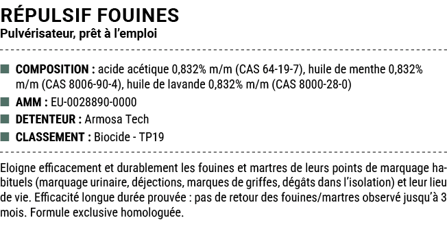 R PULSIF FOUINES Pulv risateur, pr t  l’emploi ■ COMPOSITION : acide ac tique 0,832% m/m (CAS 64 19 7), huile de men...