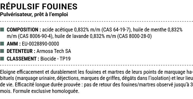 R PULSIF FOUINES Pulv risateur, pr t  l’emploi ■ COMPOSITION : acide ac tique 0,832% m/m (CAS 64 19 7), huile de men...