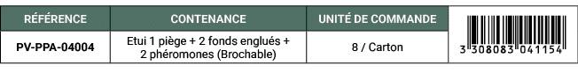 R F RENCE,CONTENANCE,UNIT DE COMMANDE,￼,PV PPA 04004,Etui 1 pi ge + 2 fonds englu s + 2 ph romones (Brochable),8 / C...