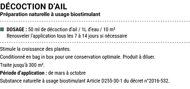 D COCTION D’AIL Pr paration naturelle  usage biostimulant ■ DOSAGE : 50 ml de d coction d’ail / 1L d’eau / 10 m² Ren...