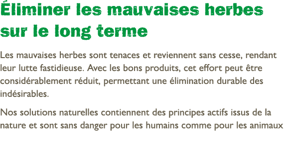  liminer les mauvaises herbes sur le long terme Les mauvaises herbes sont tenaces et reviennent sans cesse, rendant l...