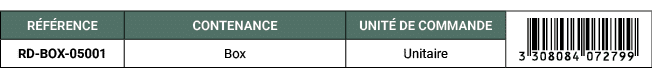 R F RENCE,CONTENANCE,UNIT DE COMMANDE,￼,RD BOX 05001,Box,Unitaire