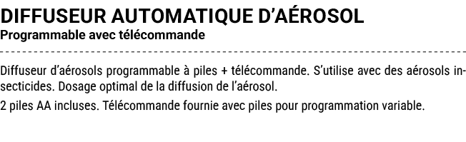 DIFFUSEUR AUTOMATIQUE D’A ROSOL Programmable avec t l commande Diffuseur d’a rosols programmable  piles + t l comman...