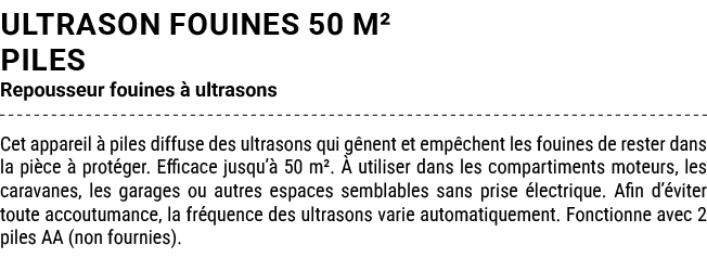 ULTRASON FOUINES 50 M² PILES Repousseur fouines  ultrasons Cet appareil   piles diffuse des ultrasons qui g nent et ...