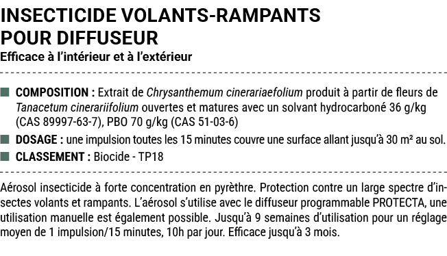 INSECTICIDE VOLANTS RAMPANTS POUR DIFFUSEUR Efficace  l’int rieur et   l’ext rieur ■ COMPOSITION : Extrait de Chrysa...
