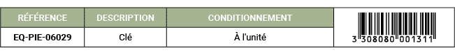 R F RENCE,DESCRIPTION,CONDITIONNEMENT,￼,EQ PIE 06029,Cl , l'unit 