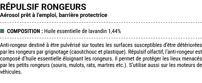 R PULSIF RONGEURS A rosol pr t  l’emploi, barri re protectrice ■ COMPOSITION : Huile essentielle de lavandin 1,44% A...