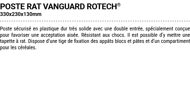 POSTE RAT VANGUARD ROTECH® 330x230x130mm Poste s curis en plastique dur tr s solide avec une double entr e, sp ciale...