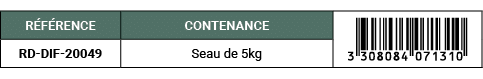 R F RENCE,CONTENANCE,￼,RD DIF 20049,Seau de 5kg