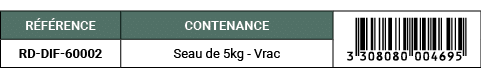 R F RENCE,CONTENANCE,￼,RD DIF 60002,Seau de 5kg Vrac
