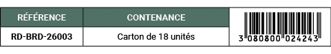 R F RENCE,CONTENANCE,￼,RD BRD 26003,Carton de 18 unit s