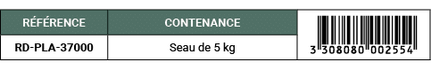 R F RENCE,CONTENANCE,￼,RD PLA 37000,Seau de 5 kg
