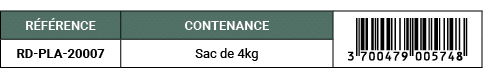 R F RENCE,CONTENANCE,￼,RD PLA 20007,Sac de 4kg