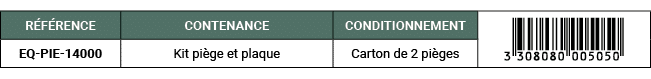 R F RENCE,CONTENANCE,CONDITIONNEMENT,￼,EQ PIE 14000,Kit pi ge et plaque,Carton de 2 pi ges