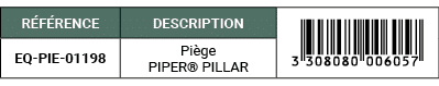R F RENCE,DESCRIPTION ,￼,EQ PIE 01198,Pi ge PIPER® PILLAR
