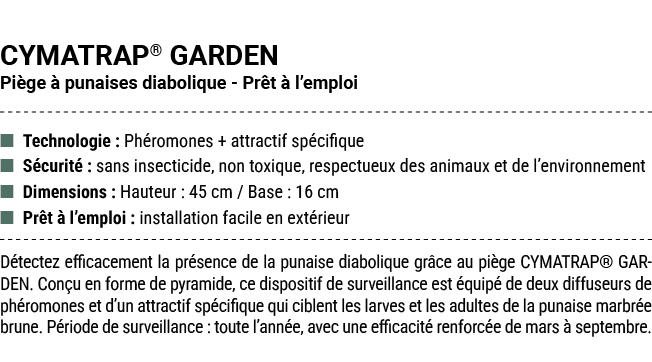  CYMATRAP® GARDEN Pi ge  punaises diabolique Pr t   l’emploi ■ Technologie : Ph romones + attractif sp cifique ■ S c...