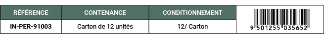 R F RENCE,CONTENANCE,CONDITIONNEMENT,￼,IN PER 91003,Carton de 12 unit s,12/ Carton