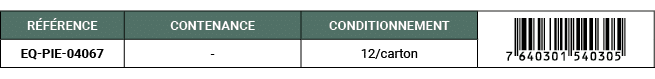 R F RENCE,CONTENANCE,CONDITIONNEMENT,￼,EQ PIE 04067 , ,12/carton
