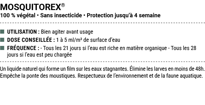 MOSQUITOREX® 100 % v g tal • Sans insecticide • Protection jusqu’ 4 semaine ■ UTILISATION : Bien agiter avant usage ...