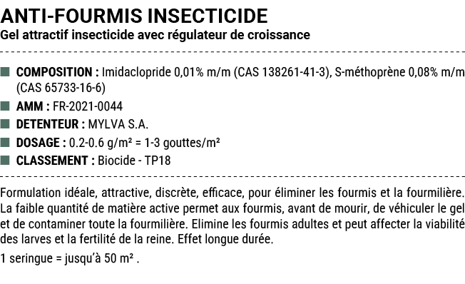 ANTI FOURMIS INSECTICIDE Gel attractif insecticide avec r gulateur de croissance ■ COMPOSITION : Imidaclopride 0,01% ...