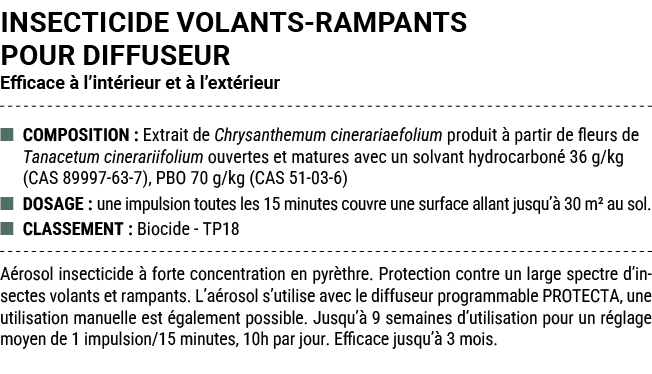INSECTICIDE VOLANTS RAMPANTS POUR DIFFUSEUR Efficace  l’int rieur et   l’ext rieur ■ COMPOSITION : Extrait de Chrysa...