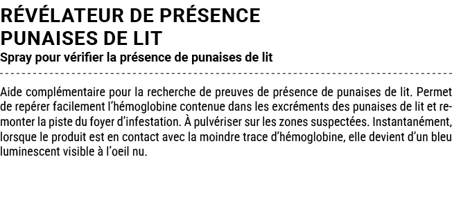 R V LATEUR DE PR SENCE PUNAISES DE LIT Spray pour v rifier la pr sence de punaises de lit Aide compl mentaire pour la...